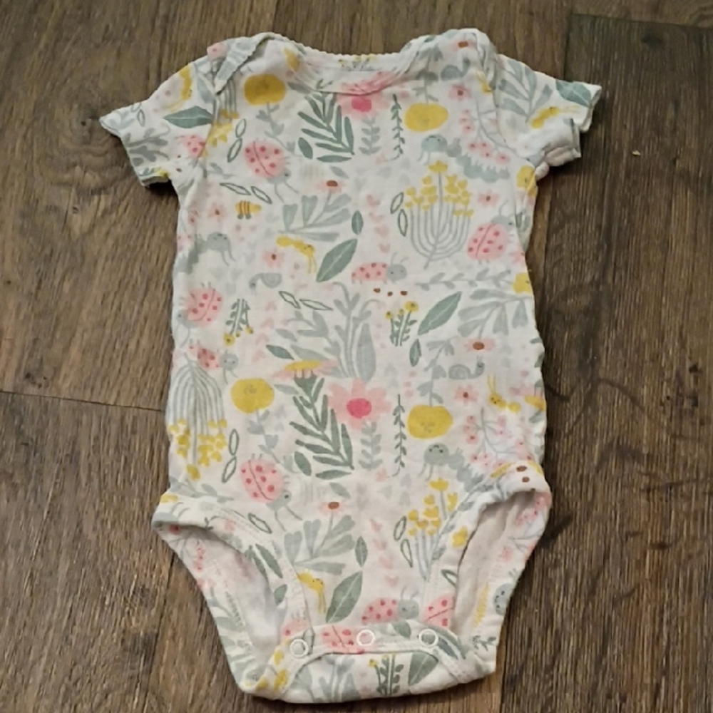 Carter's Floral and Leaf Print Bodysuit - Pink, Yellow, Green